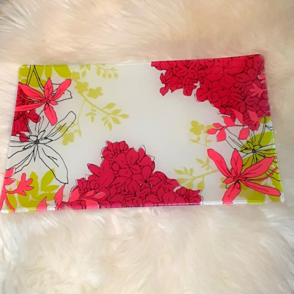 Classic Nordstrom’s Flower Pink Green Glass Tray